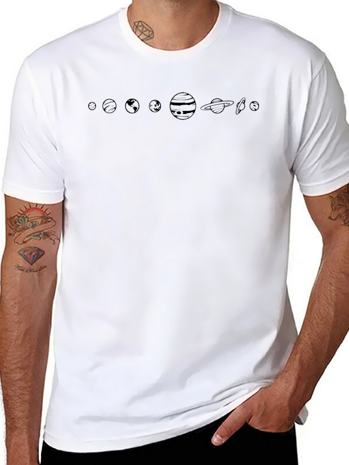 Planets Graphic Print Black T-Shirt