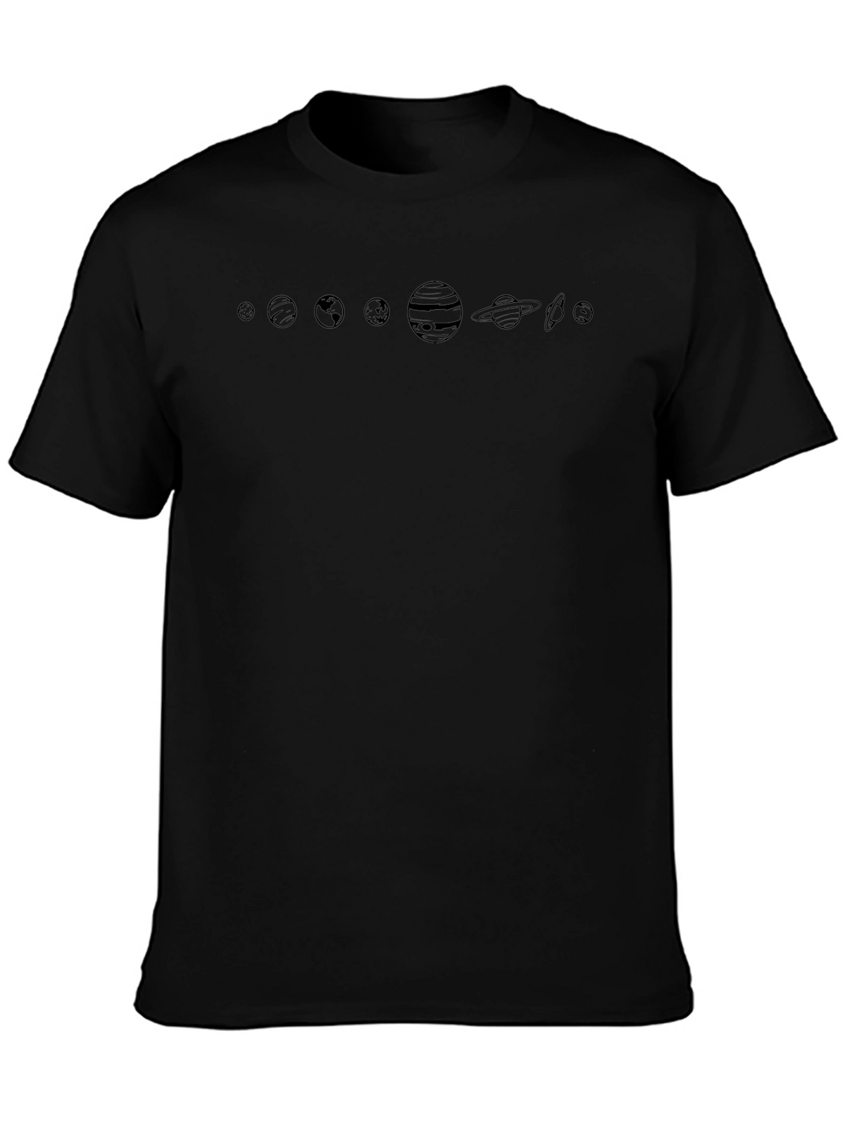 Planets Graphic Print Black T-Shirt