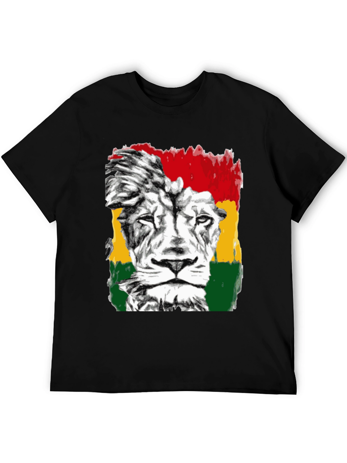 Rasta Lion Graphic Tee - Reggae Inspired Black T-Shirt