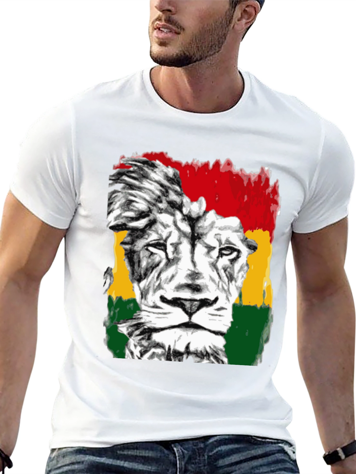 Rasta Lion Graphic Tee - Reggae Inspired Black T-Shirt