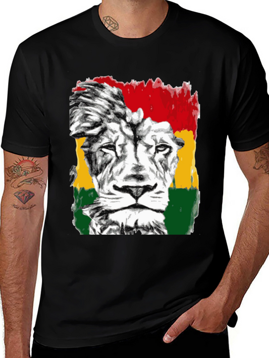 Rasta Lion Graphic Tee - Reggae Inspired Black T-Shirt