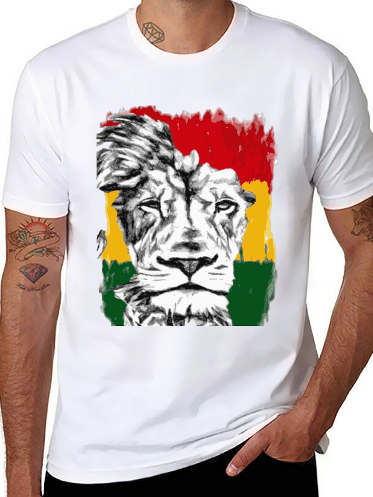 Rasta Lion Graphic Tee - Reggae Inspired Black T-Shirt