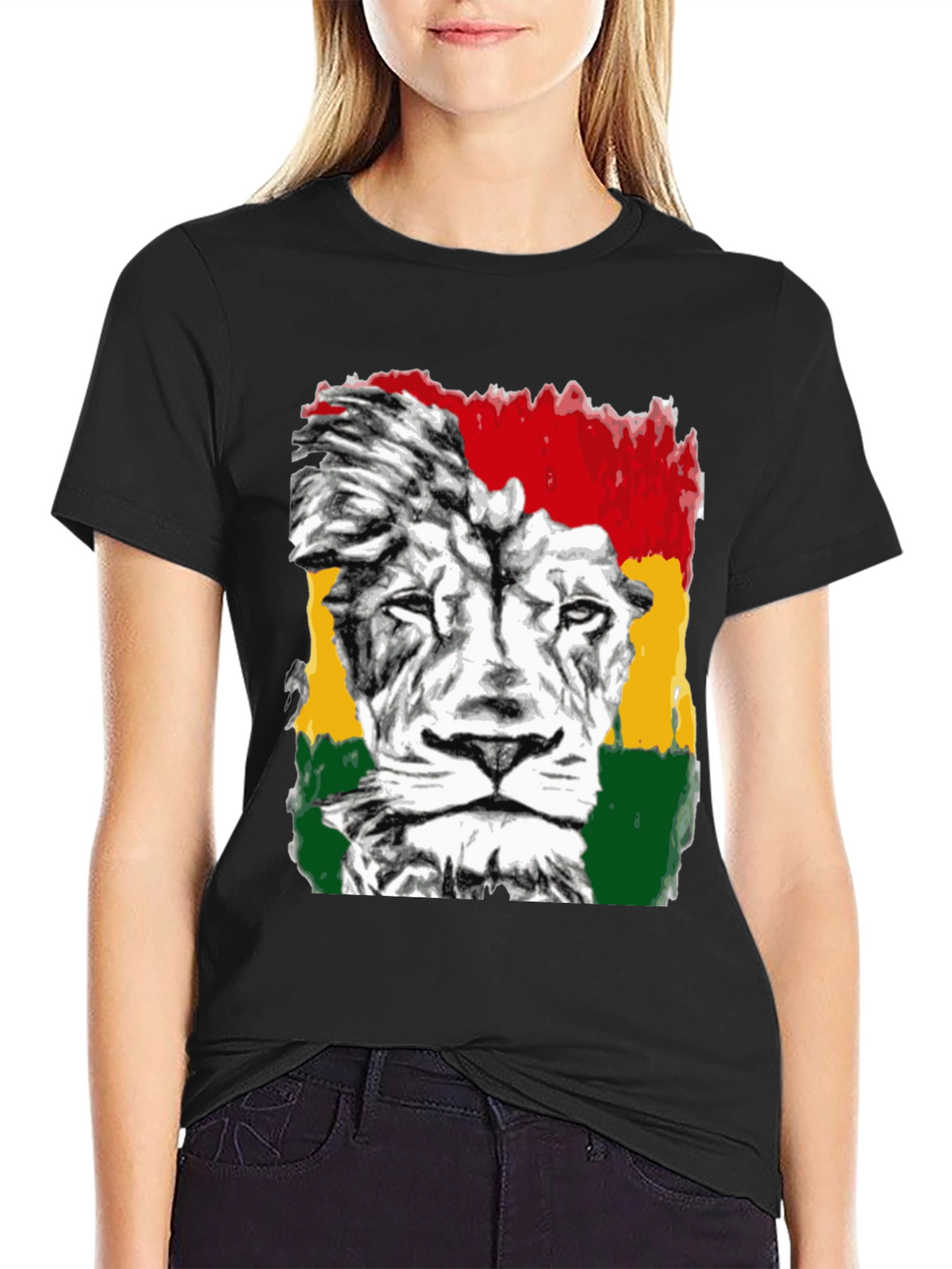 Rasta Lion Graphic Tee - Reggae Inspired Black T-Shirt