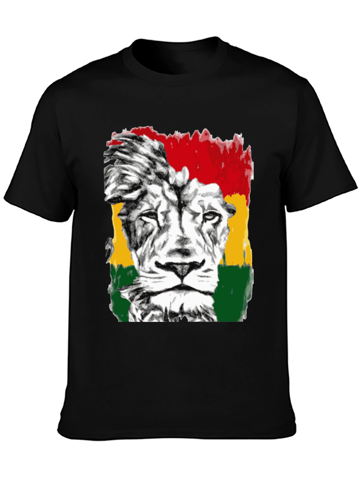 Rasta Lion Graphic Tee - Reggae Inspired Black T-Shirt