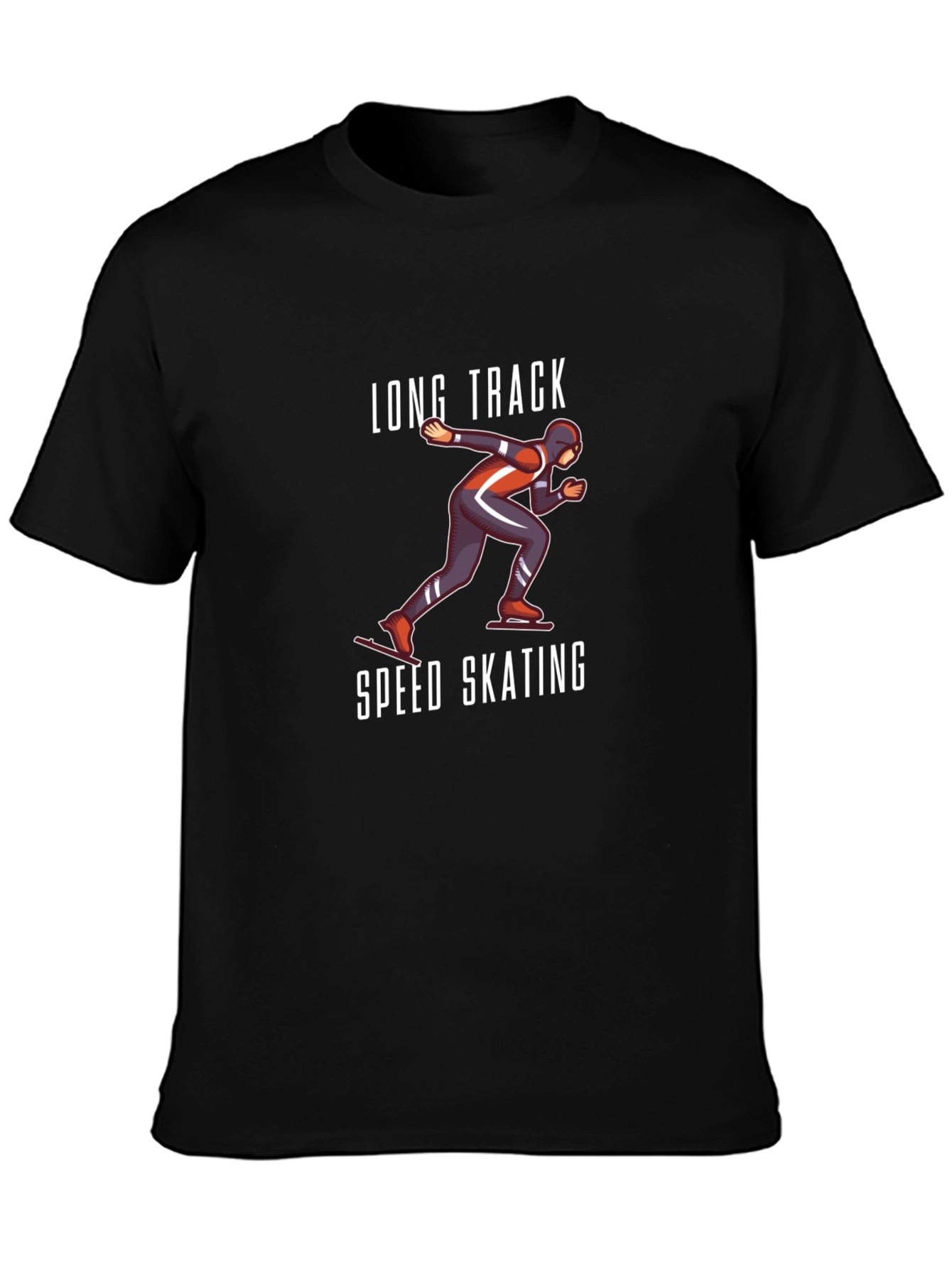 Long Track Speed Skating Black T-Shirt