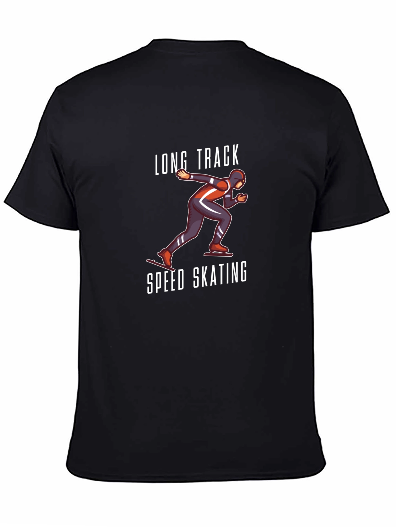 Long Track Speed Skating Black T-Shirt