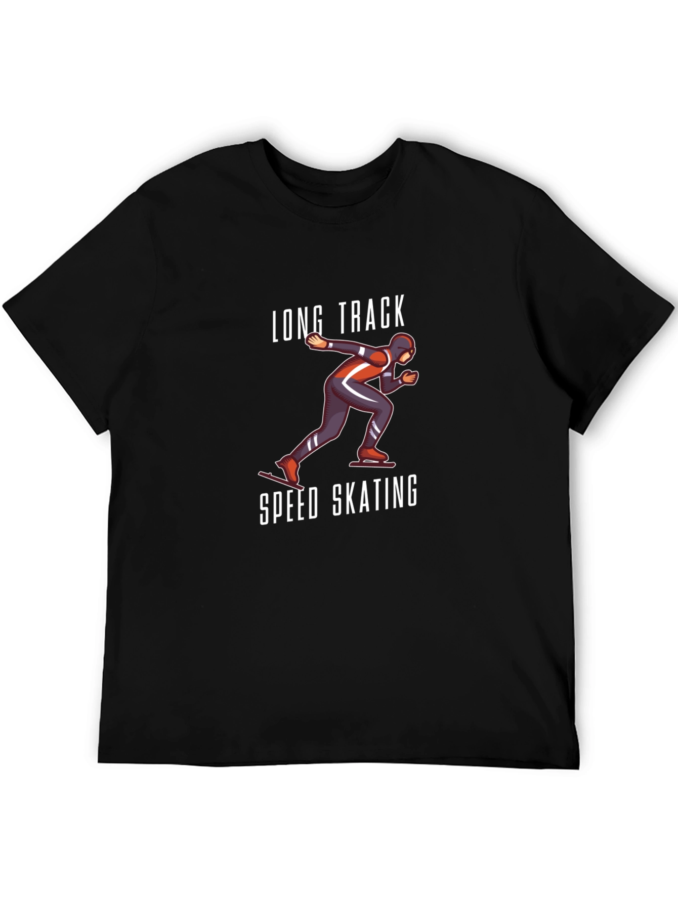 Long Track Speed Skating Black T-Shirt