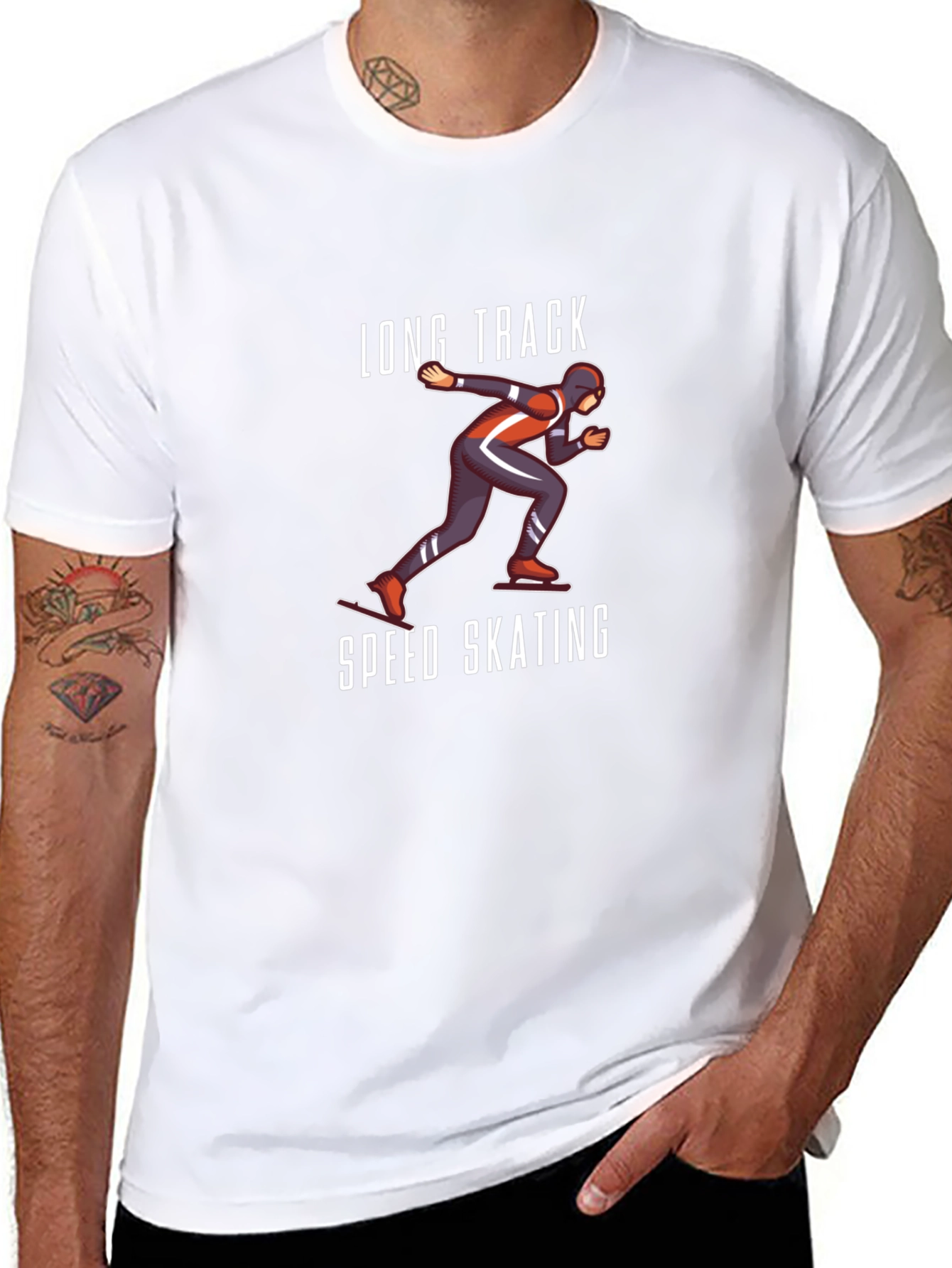 Long Track Speed Skating Black T-Shirt