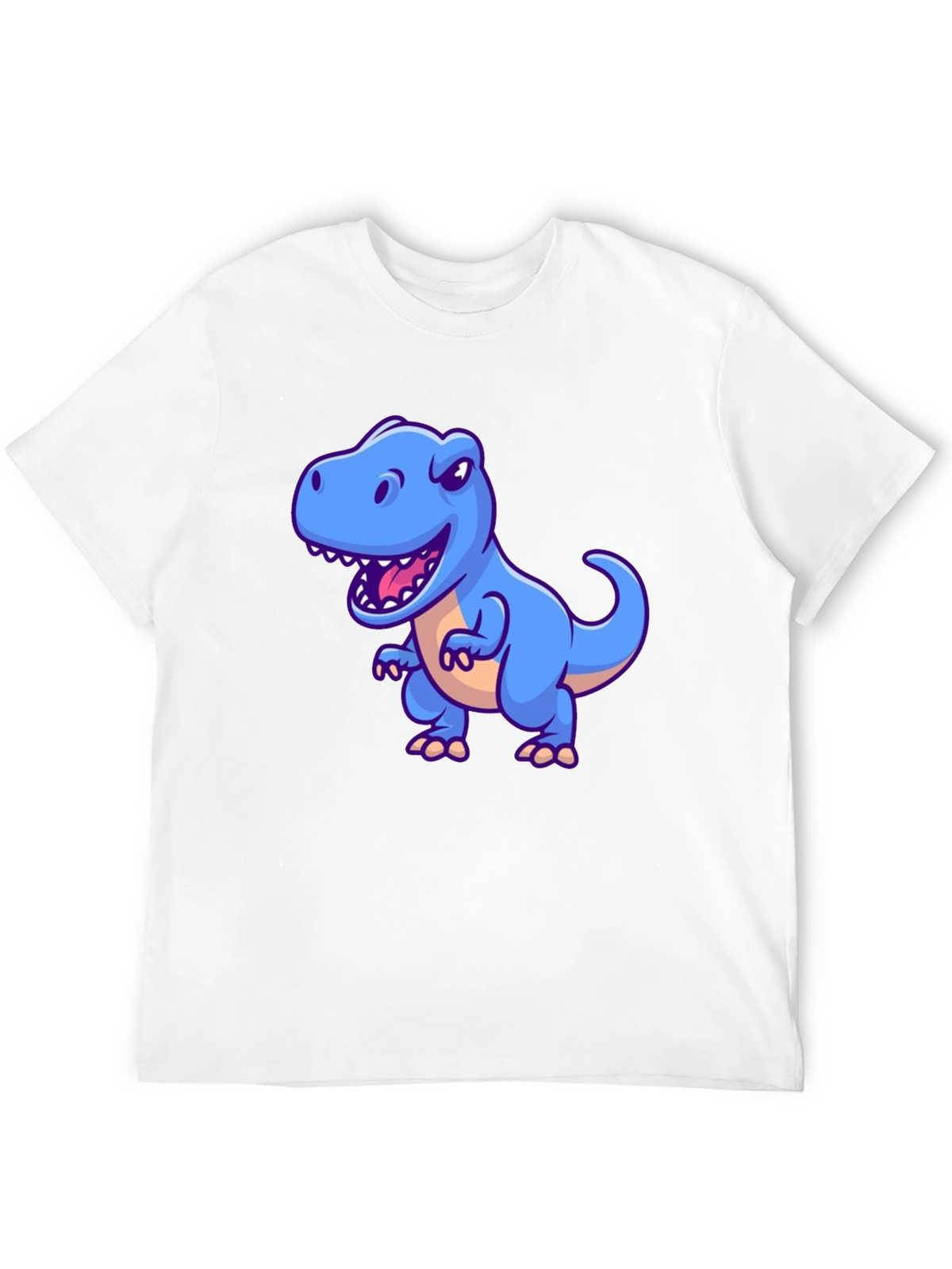 Dino Graphic Tee - Cartoon T-Rex Print Black T-Shirt