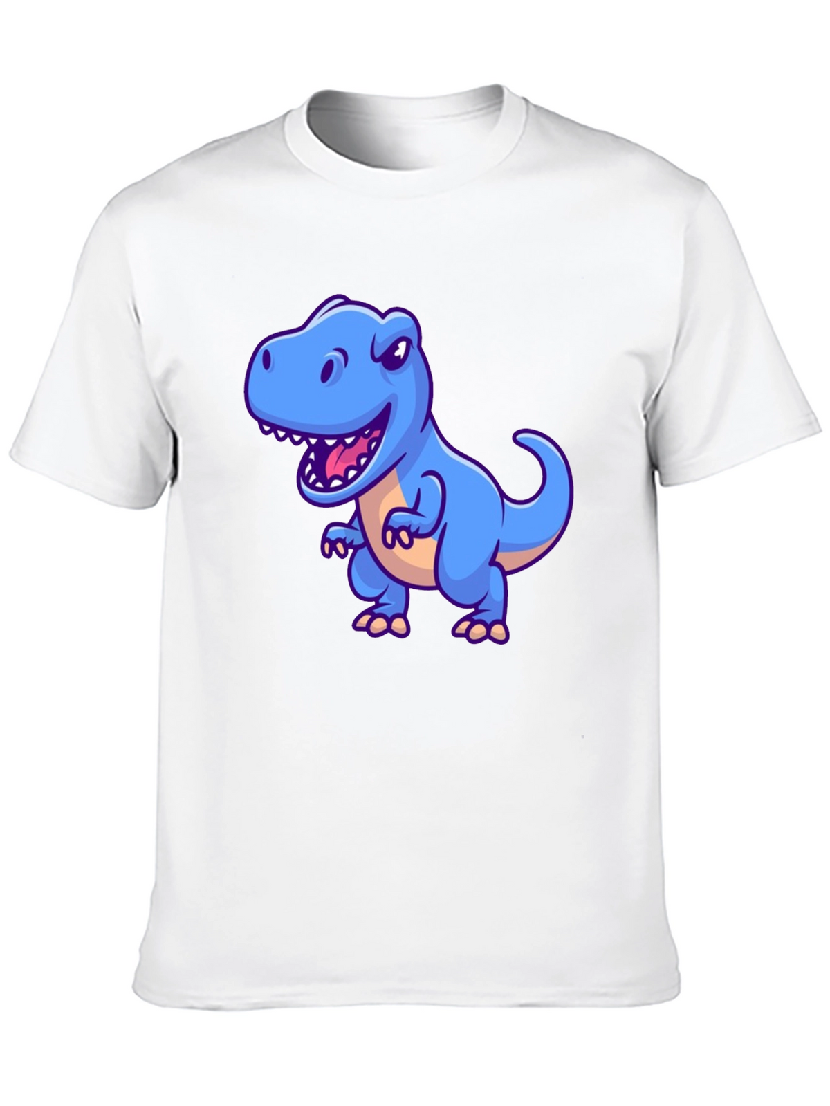 Dino Graphic Tee - Cartoon T-Rex Print Black T-Shirt