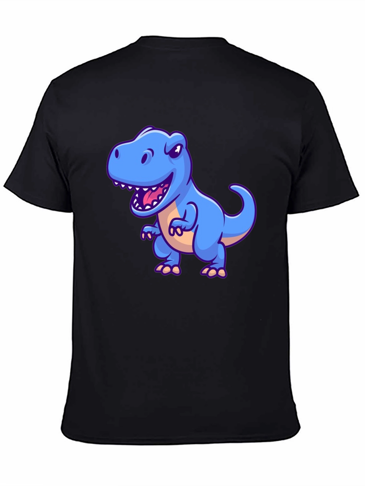 Dino Graphic Tee - Cartoon T-Rex Print Black T-Shirt