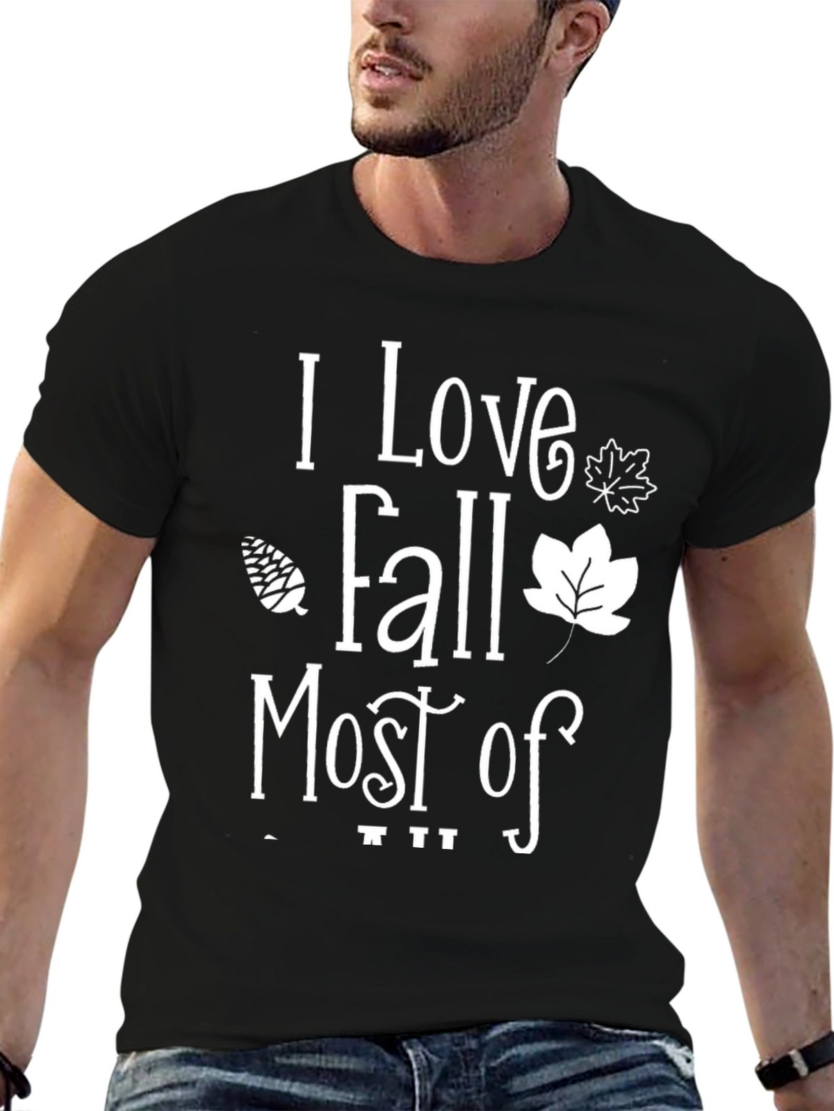 I Love Fall Most Of All Black Graphic Tee