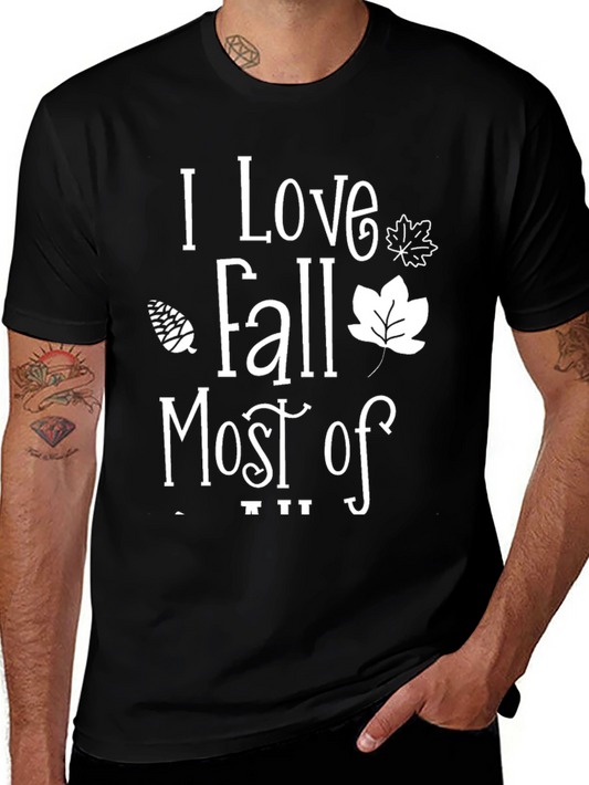 I Love Fall Most Of All Black Graphic Tee