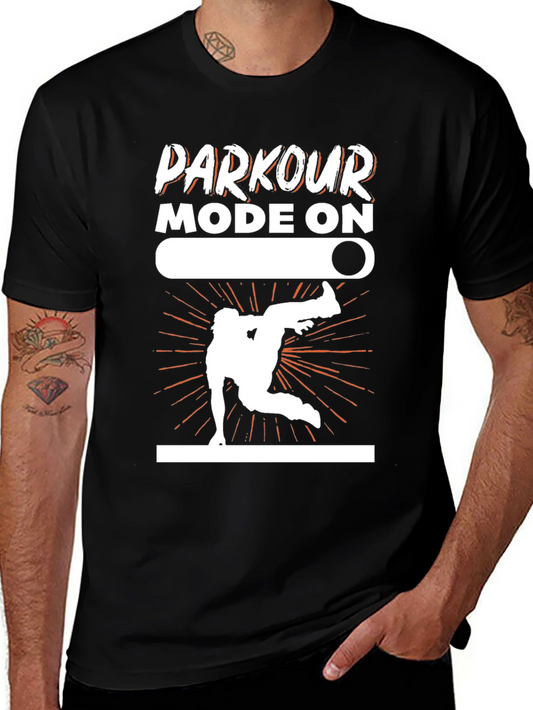 Parkour Mode On Black Graphic Tee Shirt