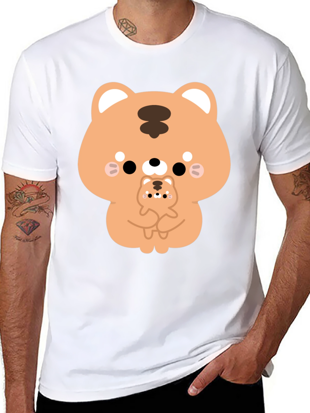 Cute Cartoon Tiger Graphic T-Shirt