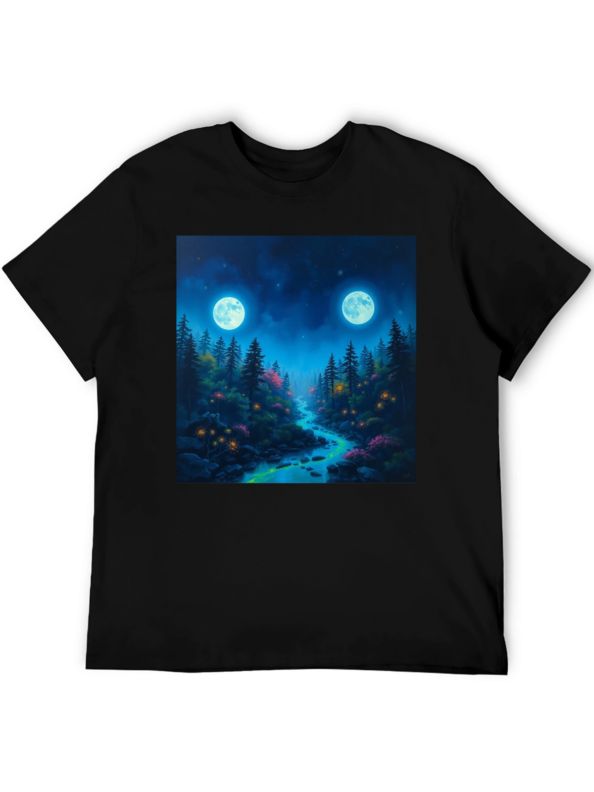 Mystical Forest Moonlit River Graphic Tee