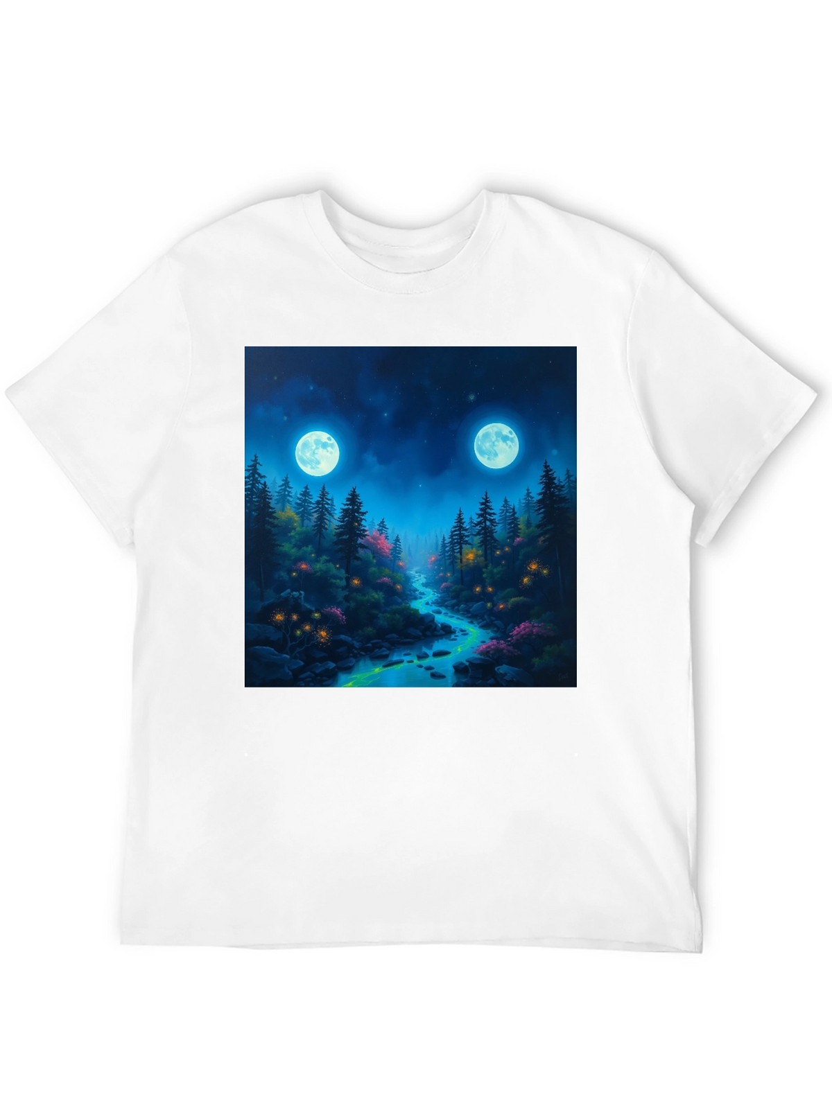 Mystical Forest Moonlit River Graphic Tee