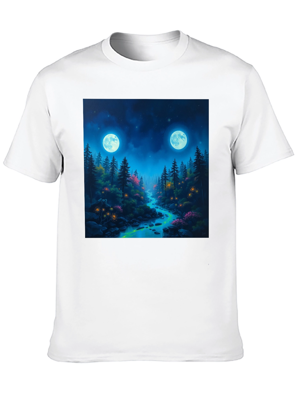 Mystical Forest Moonlit River Graphic Tee