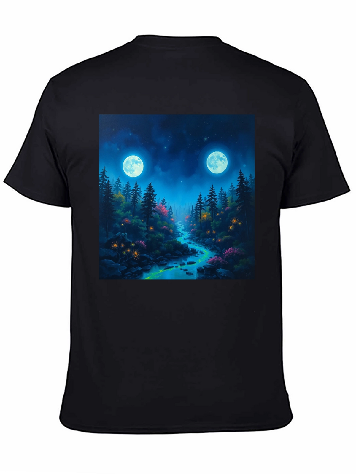 Mystical Forest Moonlit River Graphic Tee