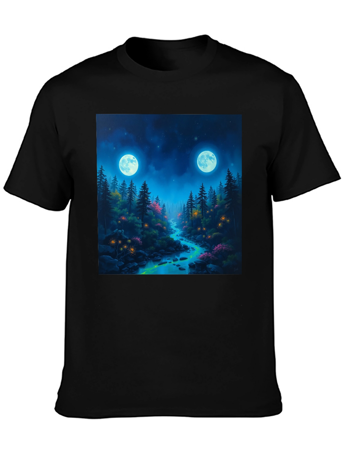 Mystical Forest Moonlit River Graphic Tee