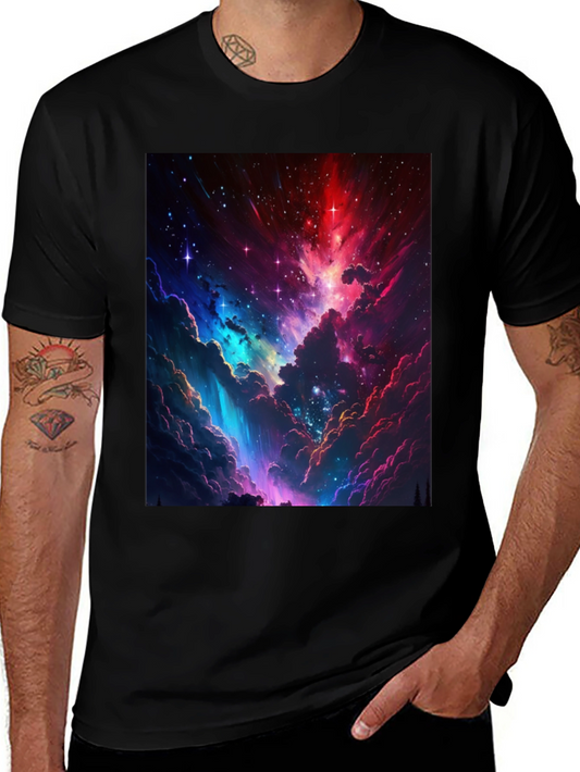 Nebula Print Black T-Shirt: Stellar Style