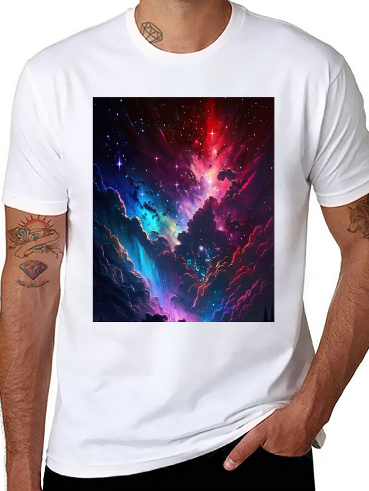 Nebula Print Black T-Shirt: Stellar Style