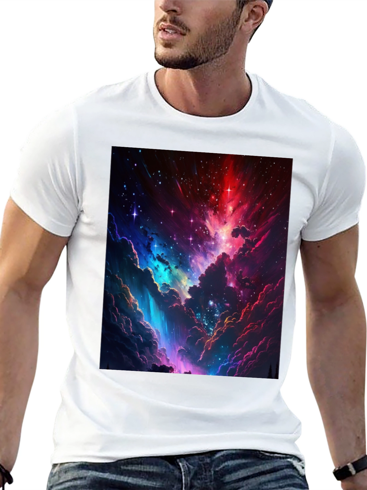 Nebula Print Black T-Shirt: Stellar Style