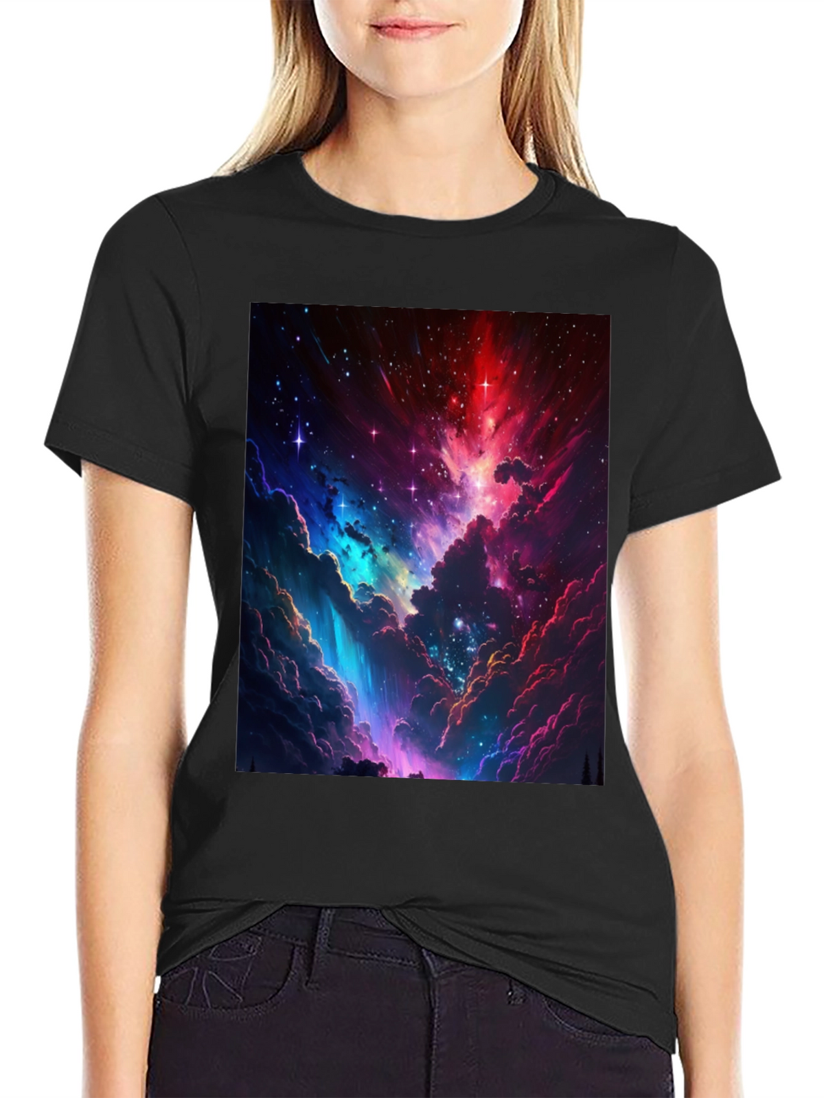 Nebula Print Black T-Shirt: Stellar Style