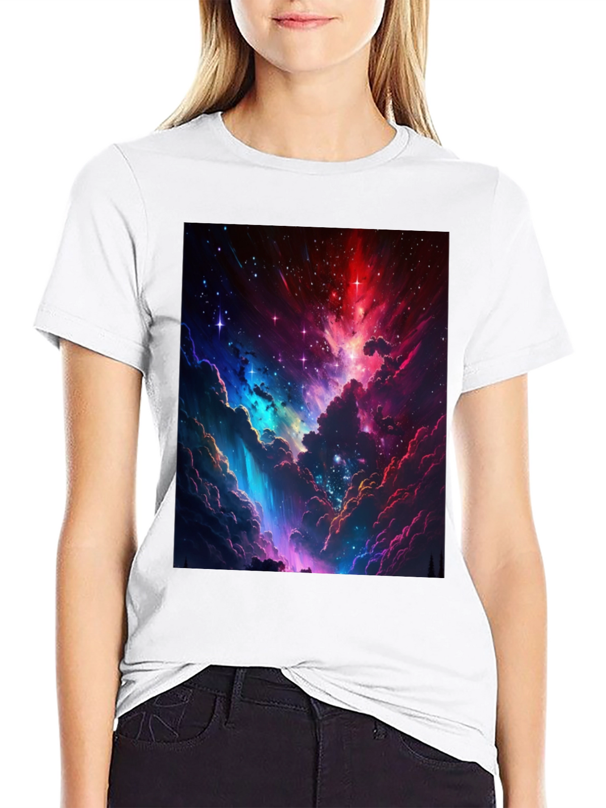Nebula Print Black T-Shirt: Stellar Style