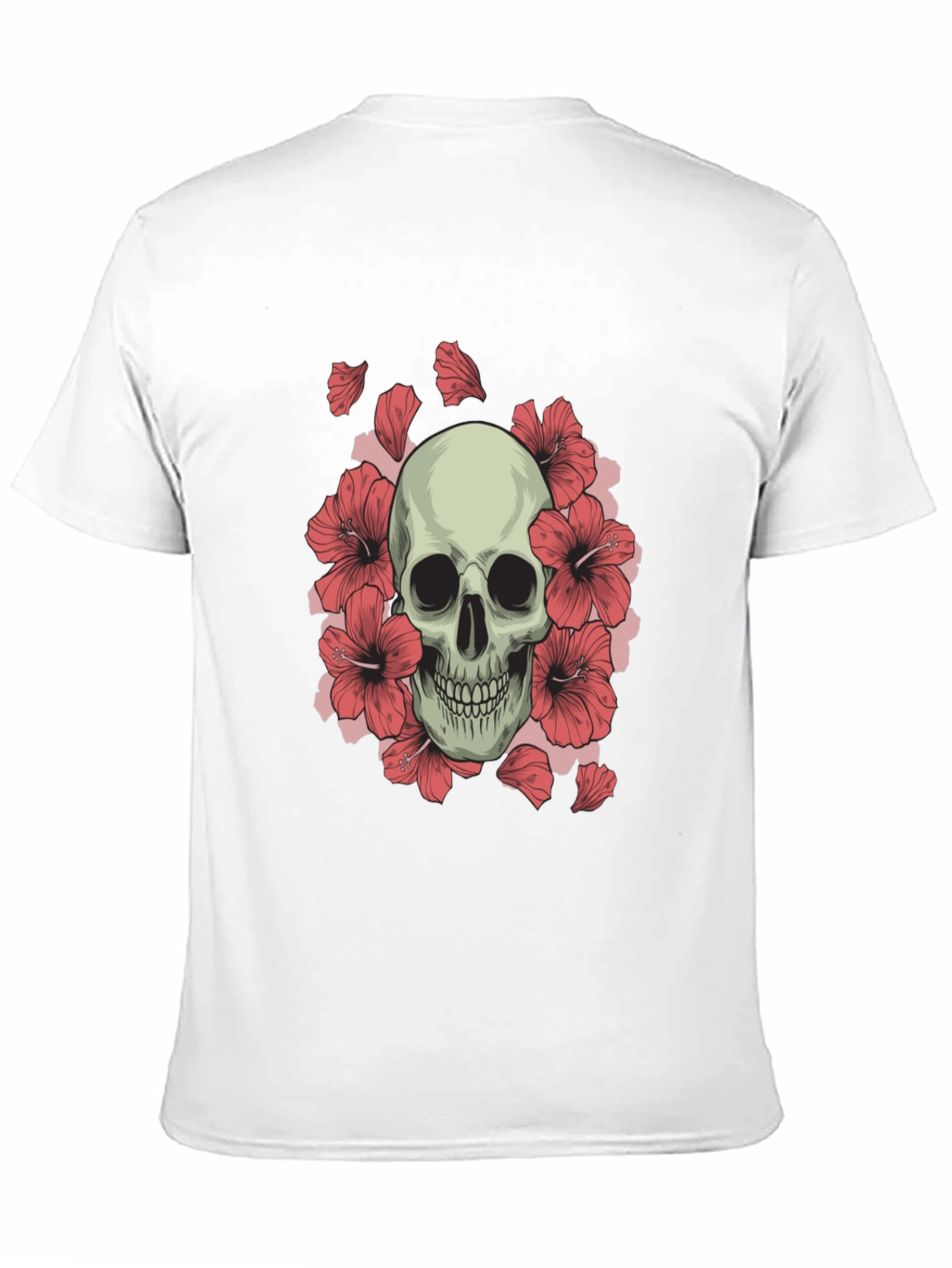 Skull and Hibiscus Graphic Tee - Black