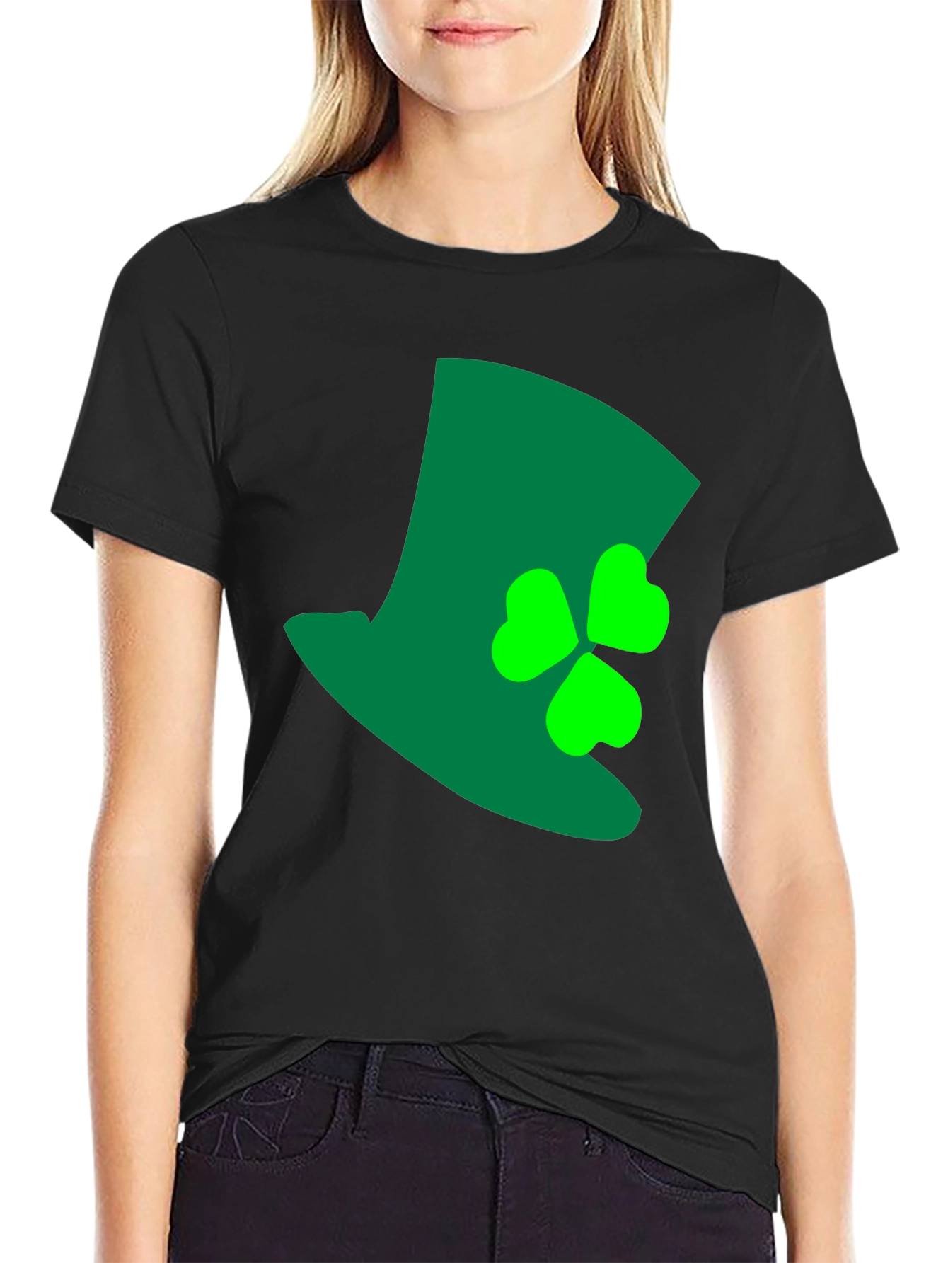 St. Patricks Day Top Hat Shamrock Graphic Tee