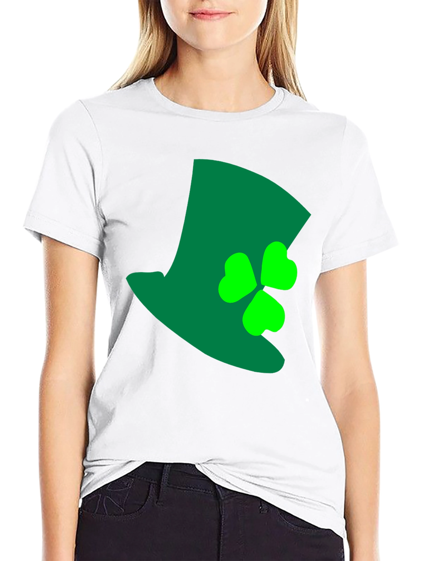 St. Patricks Day Top Hat Shamrock Graphic Tee