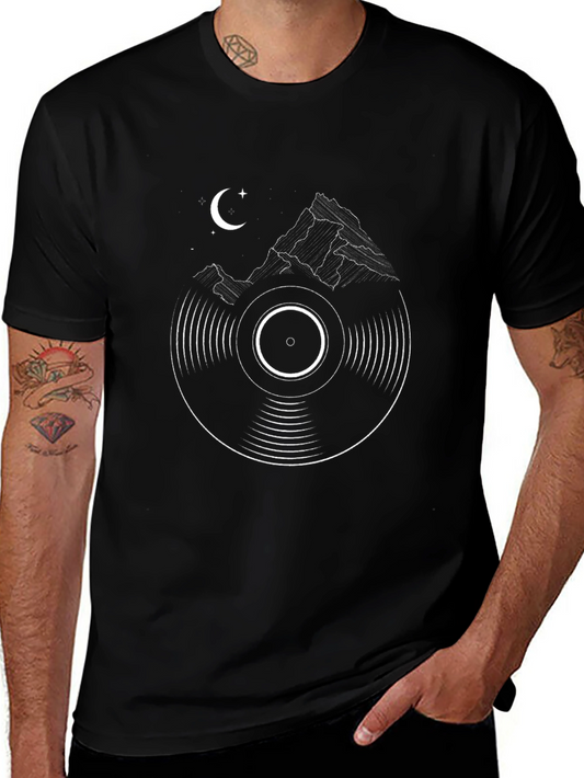 Vinyl Record Mountainscape Graphic Tee