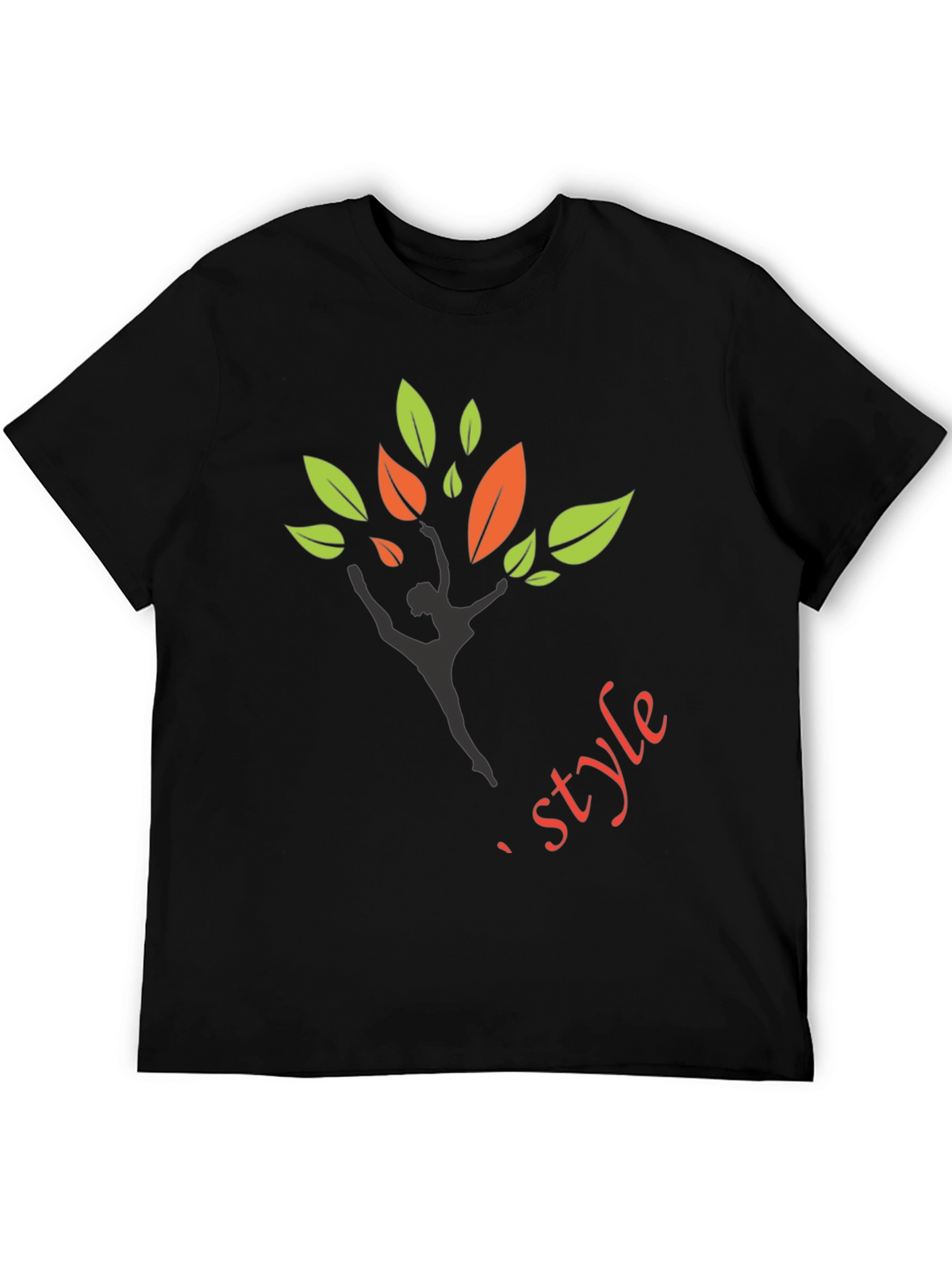 Stylish Black T-Shirt with Dancer Tree Design