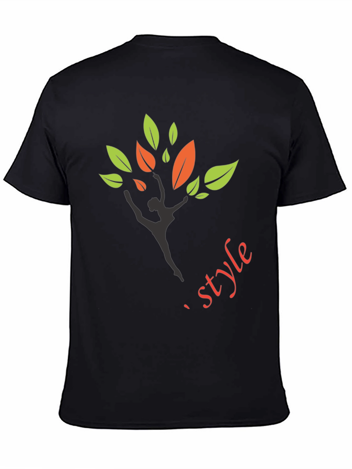 Stylish Black T-Shirt with Dancer Tree Design