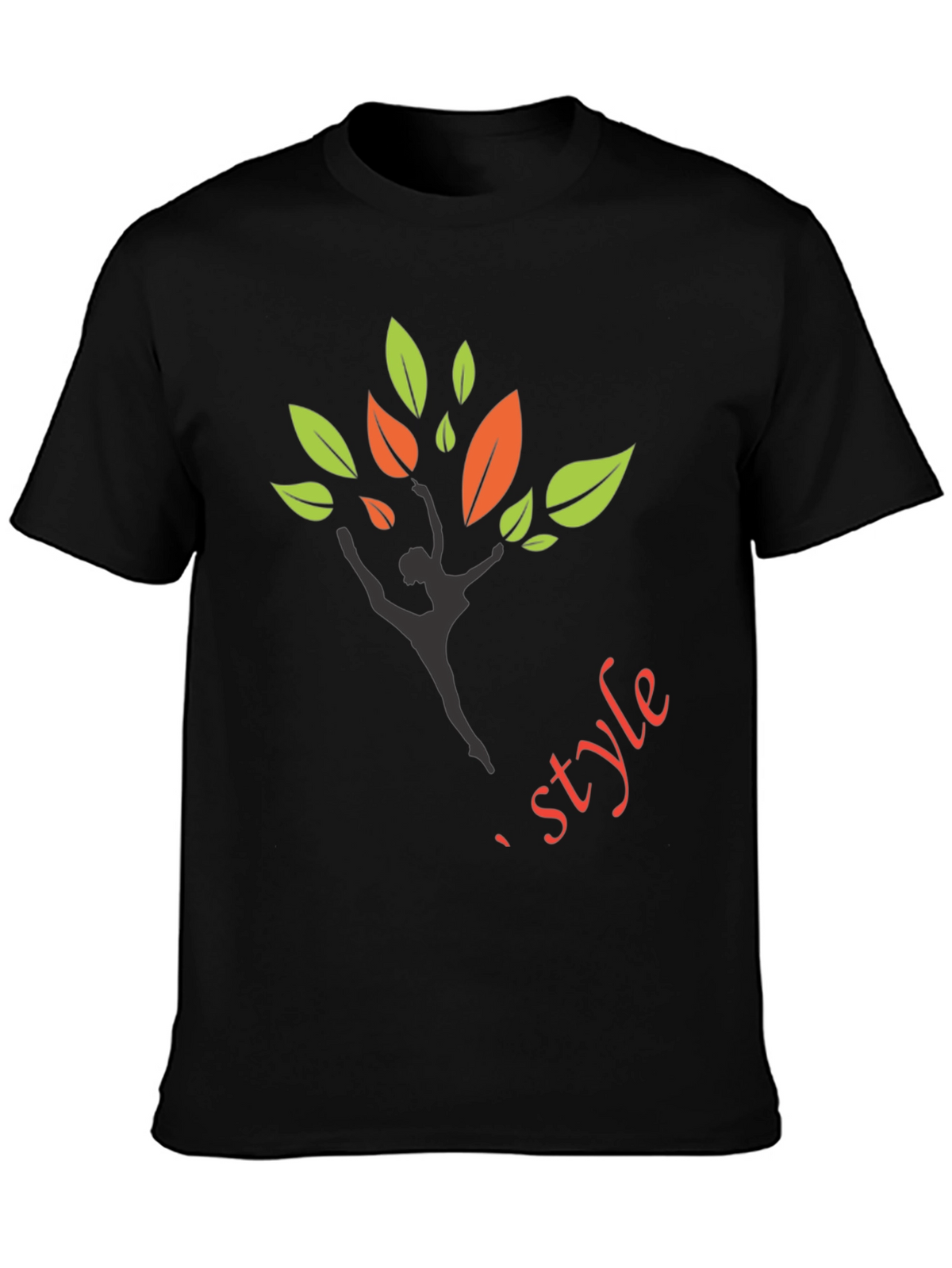 Stylish Black T-Shirt with Dancer Tree Design
