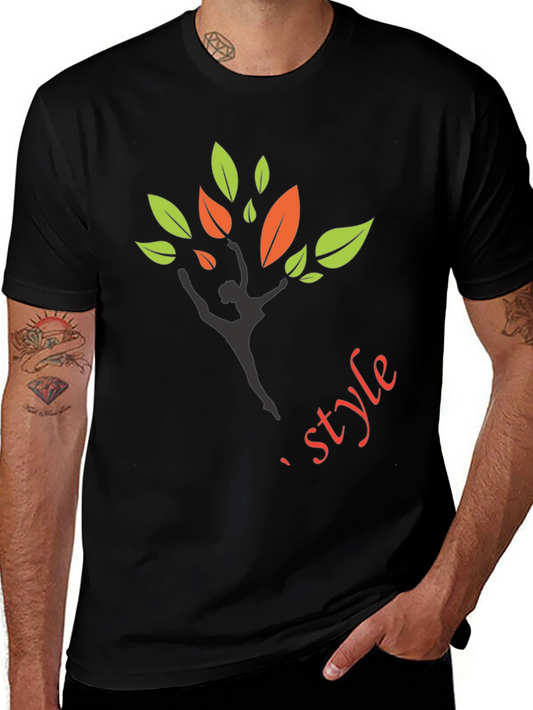 Stylish Black T-Shirt with Dancer Tree Design