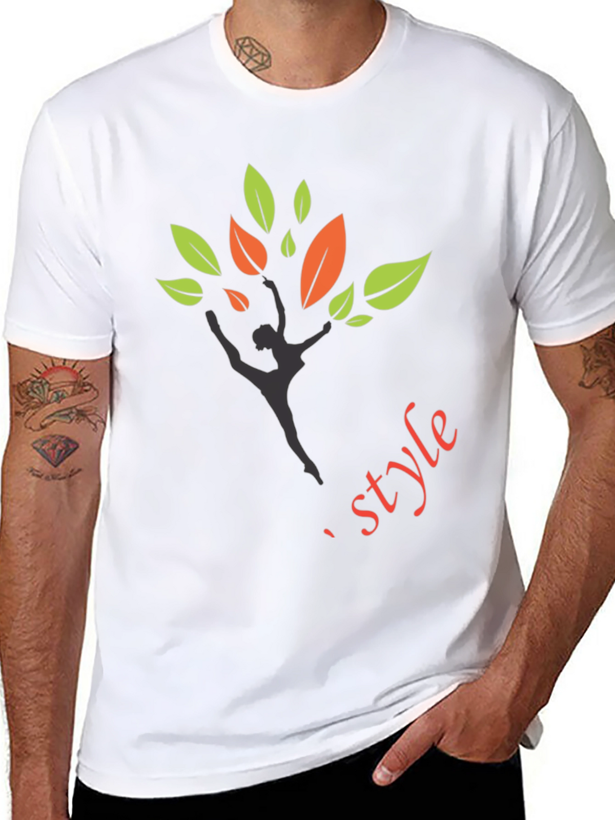 Stylish Black T-Shirt with Dancer Tree Design