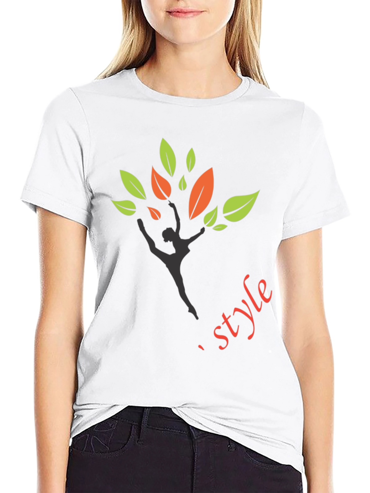 Stylish Black T-Shirt with Dancer Tree Design
