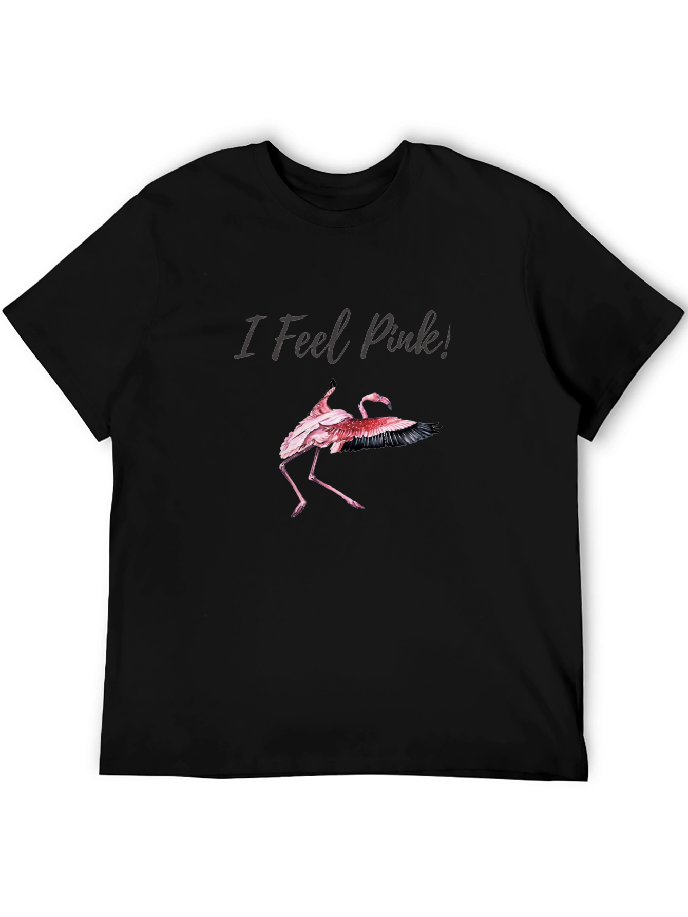 I Feel Pink Flamingo Graphic Tee - Black