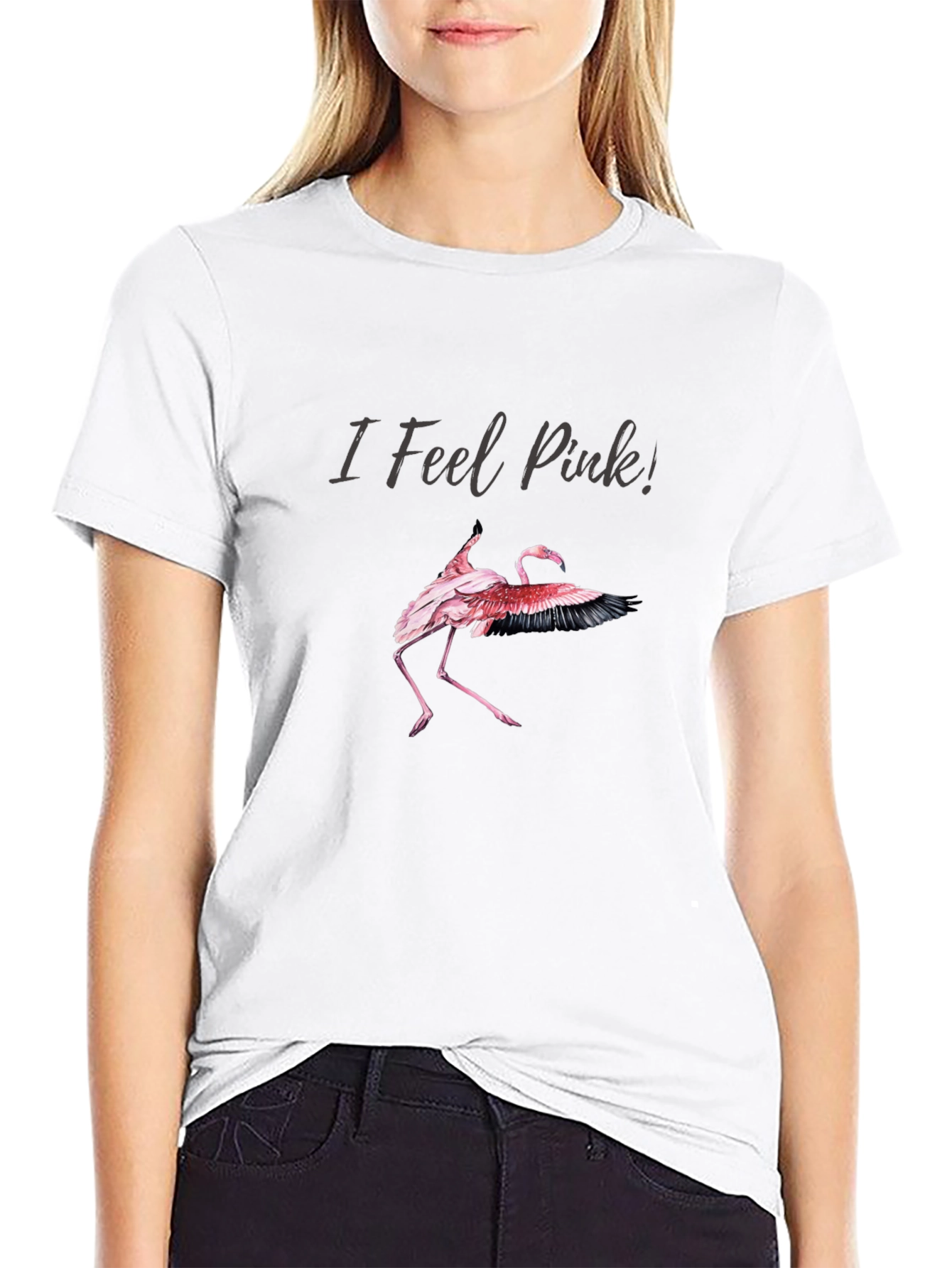 I Feel Pink Flamingo Graphic Tee - Black