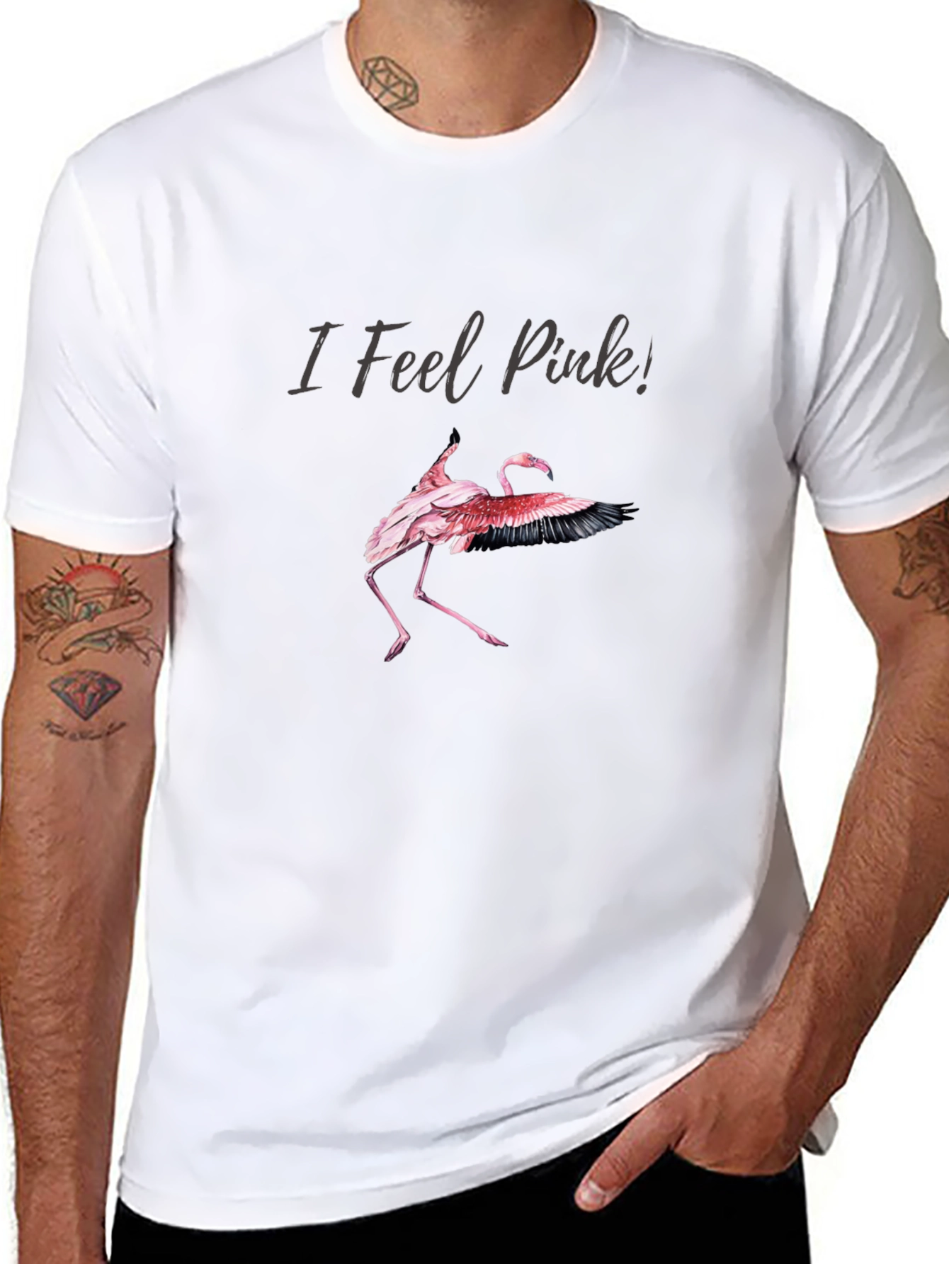 I Feel Pink Flamingo Graphic Tee - Black