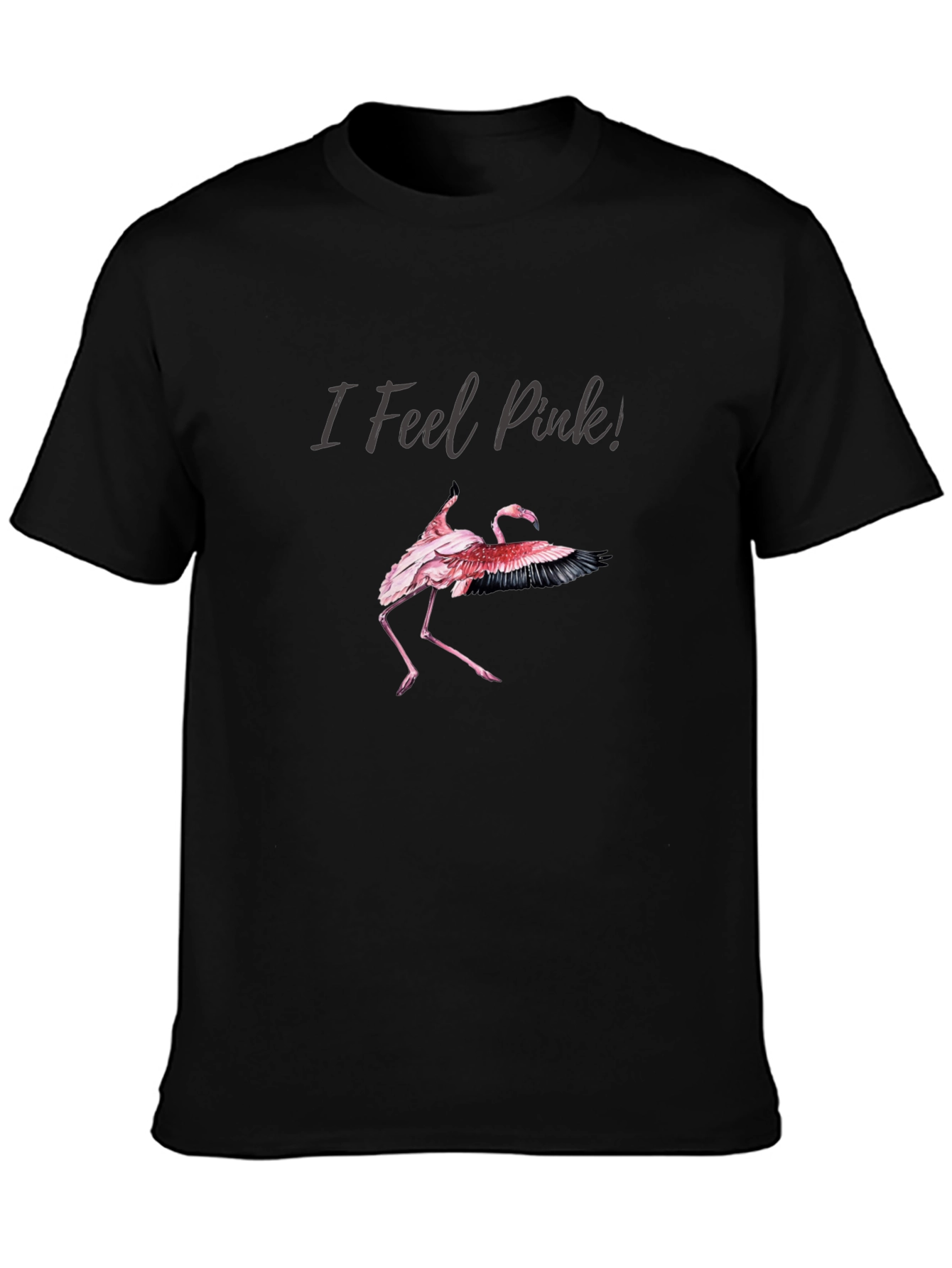 I Feel Pink Flamingo Graphic Tee - Black