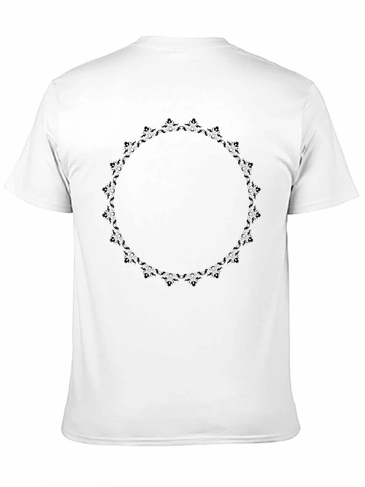 Elegant Black T-Shirt with Floral Circle Design