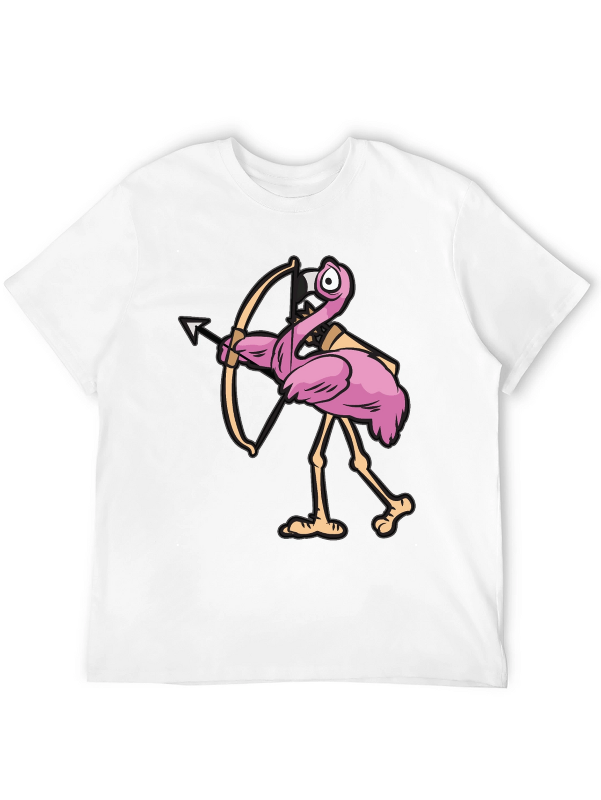 Cupid Flamingo Graphic Tee - Black Cotton T-Shirt