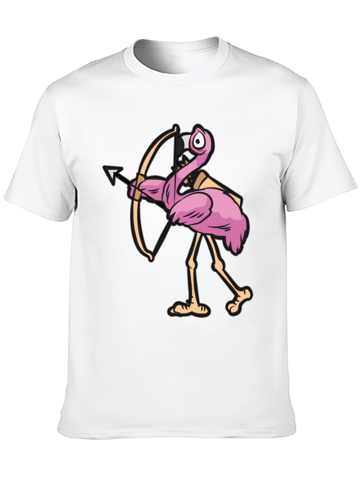Cupid Flamingo Graphic Tee - Black Cotton T-Shirt