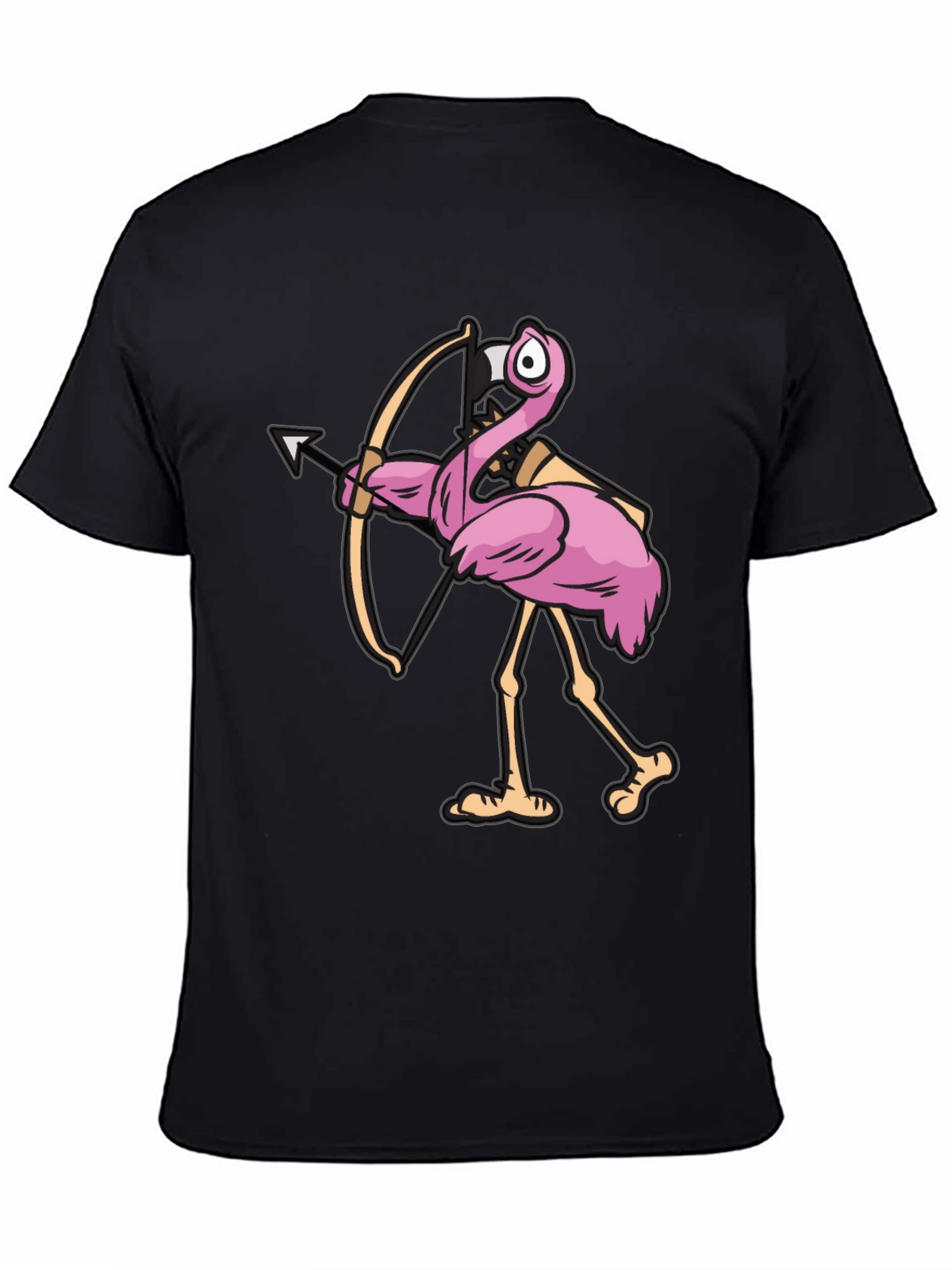 Cupid Flamingo Graphic Tee - Black Cotton T-Shirt
