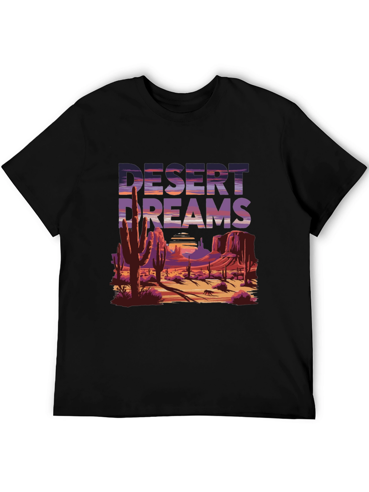 Desert Dreams Graphic Tee - Black Cotton T-Shirt