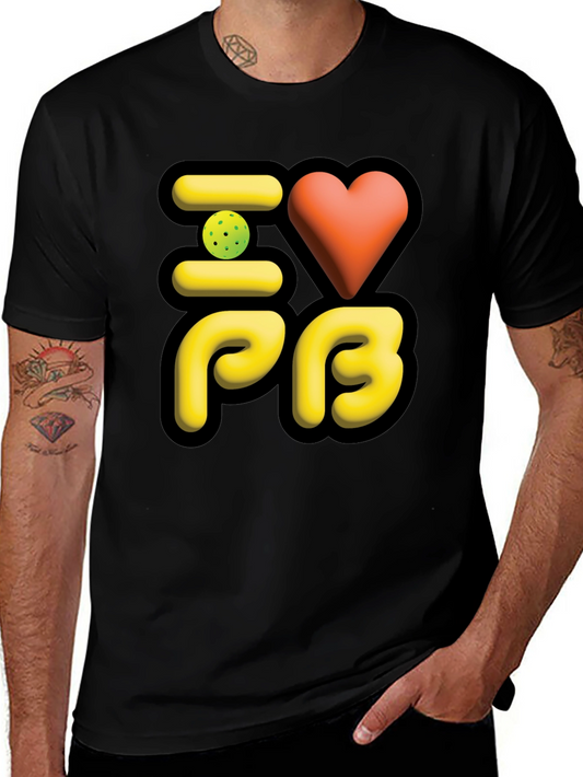 I Love PB Pickleball T-Shirt Black