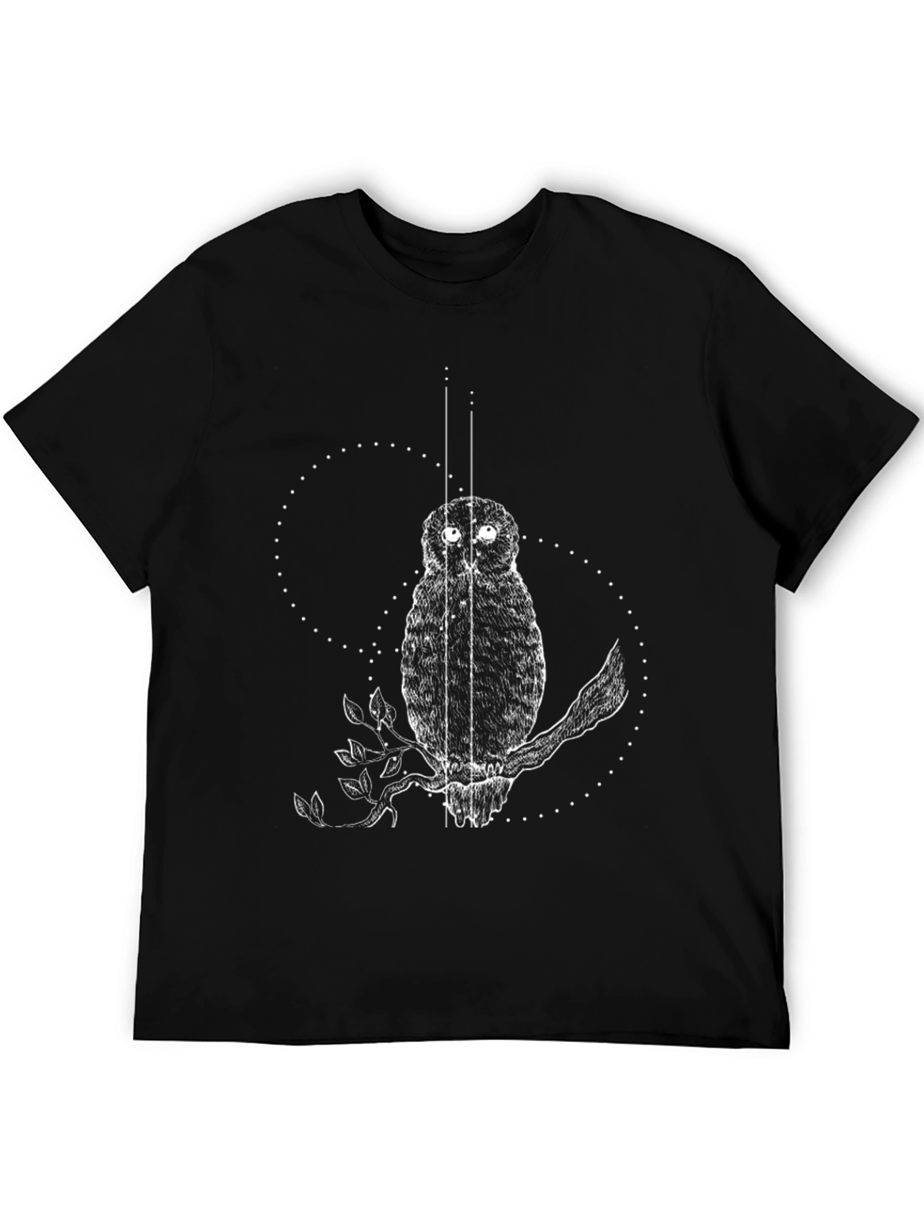 Owl Graphic Tee - Black Cotton T-Shirt